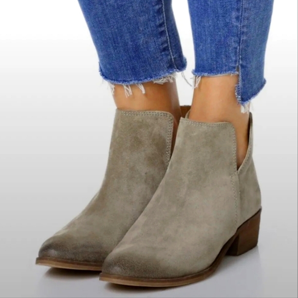 Splendid Smoke Hamptyn Fine Leather Suede Side Zip Ankle Booties - Picture 15 of 15